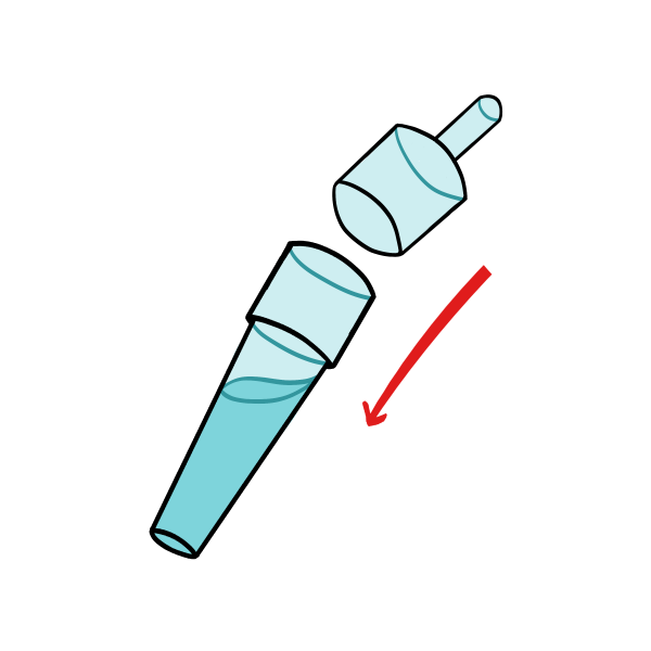 Swab being removed from solution